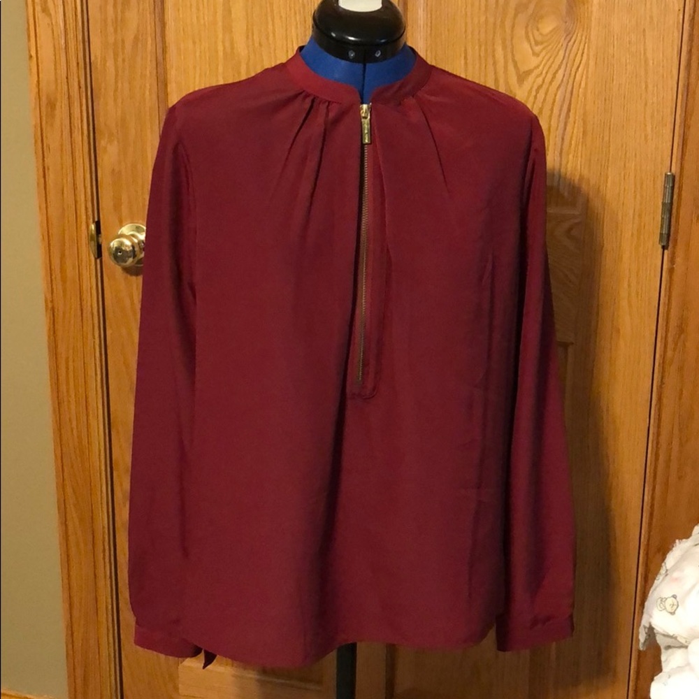 MICHAEL Michael Kors Burgundy Top w/ Zipper Detail